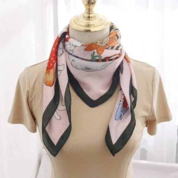 SILK NECKERCHIEF Karen Mabon ( CAT MOTIF) - Picture 3 of 3